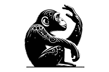 Intelligence in Shadow: Chimpanzee Silhouette