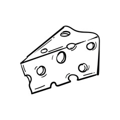 Simple Line Drawing of a Wedge of Swiss Cheese