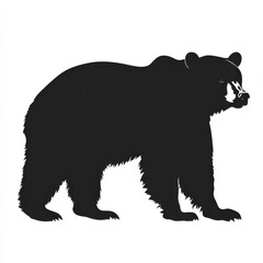 Majestic bear silhouette against white background.