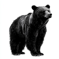 Majestic black bear in a striking monochrome illustration.