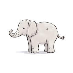 Fototapeta premium Adorable hand-drawn illustration of a cute cartoon elephant isolated on white, Perfect for children's designs and educational content