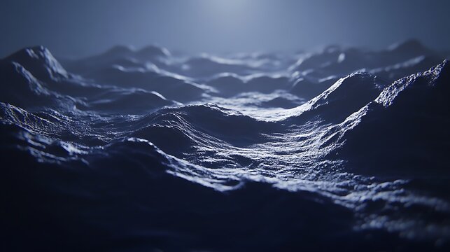Dark, textured landscape with undulating hills under a dim light.