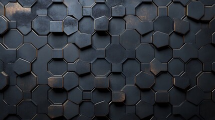  Hexagonal Tile Pattern | 3D Geometric Background | Dark Gray Texture