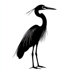 Elegant Black Heron Silhouette
