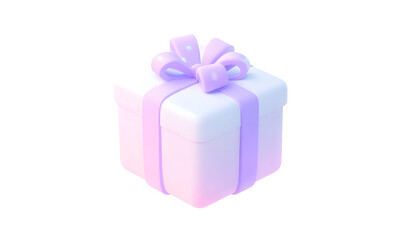 Obraz premium Pastel gift box, ribbon, 3D render, isolated, website