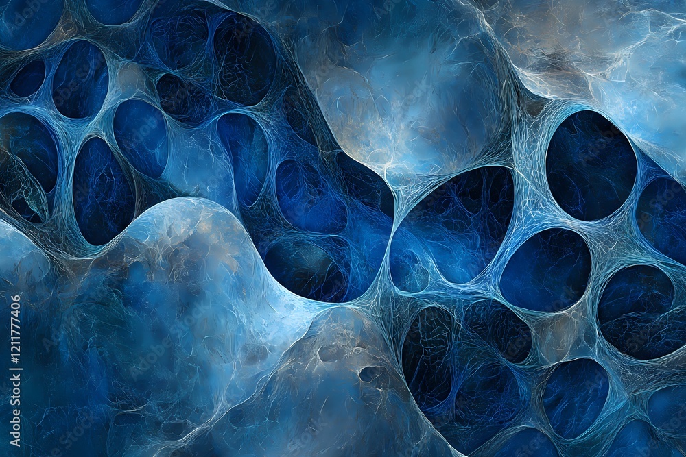 Poster abstract blue cellular network structure image