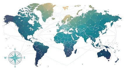 Obraz premium A stylized world map featuring a gradient color on white background