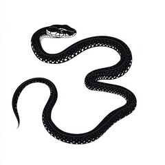 Black snake illustration on white background