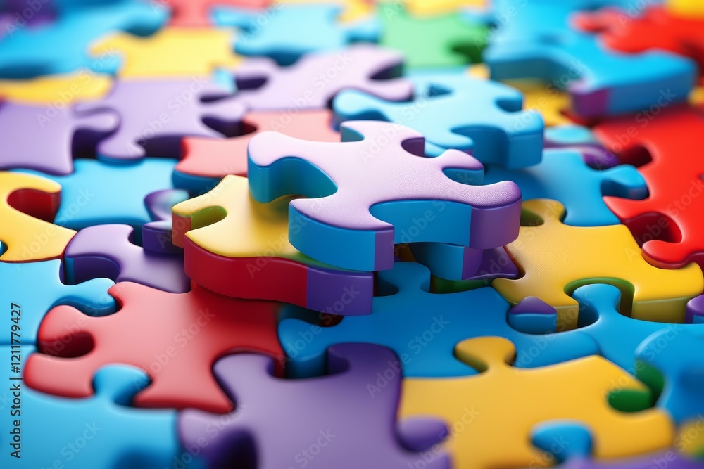 Aufkleber vibrant puzzle pieces interlock, forming a captivating pattern that symbolizes problem solving and t