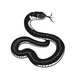 Obraz premium Stylized black snake illustration.
