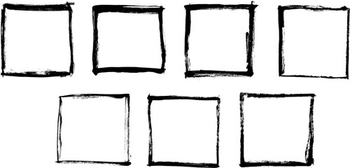 Square Frame Grunge Brush Stroke Line Vector Set