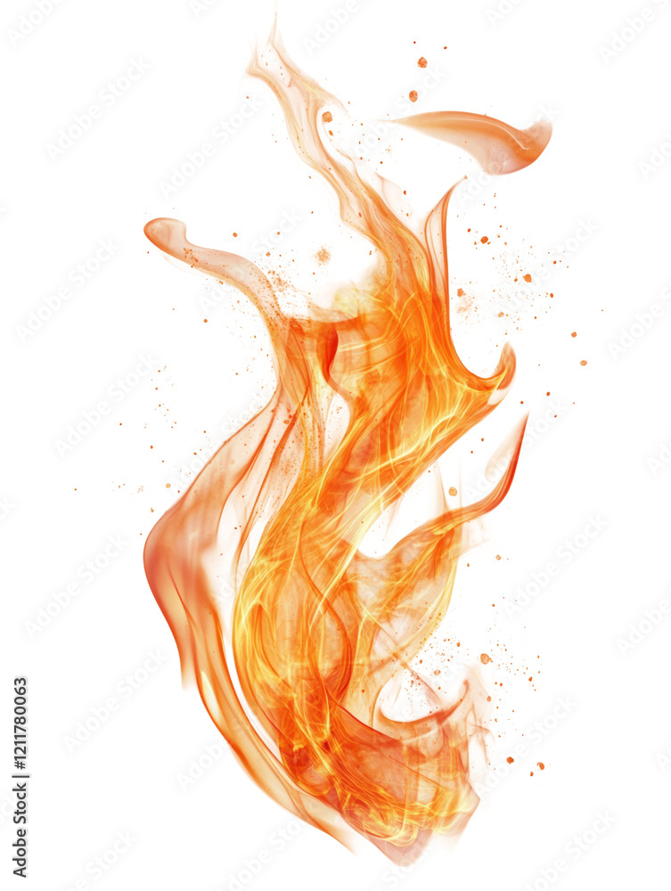 Poster dynamic flames dance upward with glowing orange hues in a mesmerizing display isolated on transparen