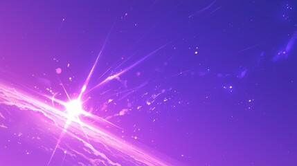 Fototapeta premium A vibrant cosmic scene featuring a starburst effect against a purple gradient background.