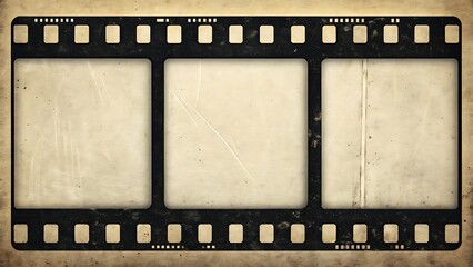 Film strip with a black grunge border with aged vintage look