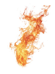 Flames dance in the air creating an abstract formation and bright illumination isolated on transparent background