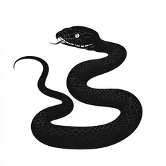 Obraz premium Black snake silhouette on white background