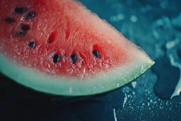 Juicy Watermelon Slice on Dark Background