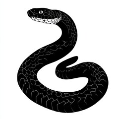 Fototapeta premium Black and white illustration of a snake.