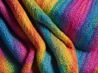 Close-up of a rainbow, crumpled wool fabric