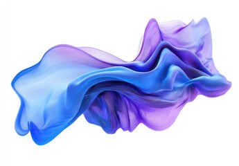 Fototapeta premium 3D render of an abstract background with a wavy, twisted shape in blue and purple colors, featuring a flowing cloth or liquid texture, a digital art illustration.