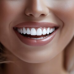 Fototapeta premium Close-up woman's bright smile, studio shot, beauty, dental