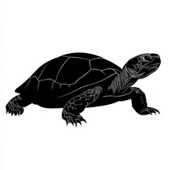 Fototapeta premium Silhouette of a turtle, black and white.