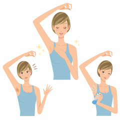 脇の処理をしてる女性と綺麗になっている女性