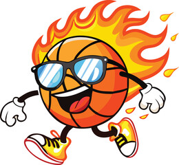 Flaming Basketball Character Illustration for Branding