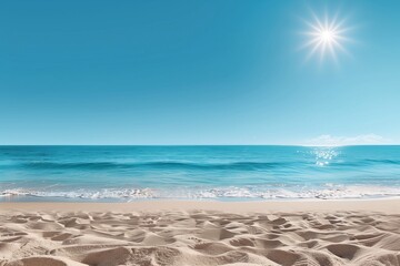 Obraz premium Tranquil beach scene coastal paradise landscape photography sunny day serene view minimalist concept