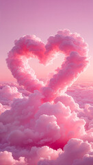Pink fluffy cloud on the pink sky.