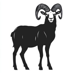 Obraz premium Majestic ram silhouette, strong and bold.