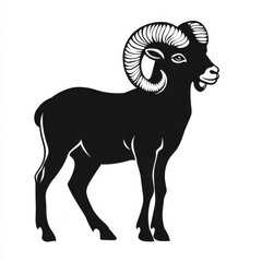 Majestic ram silhouette in black and white.