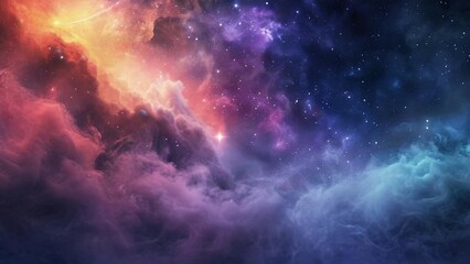 Fototapeta premium Cosmic Nebula, vibrant colors, interstellar gas and dust clouds, star formation, space exploration background