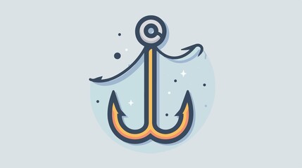 Naklejka premium Fish Shape Fishing Hook Flat Vector Illustration