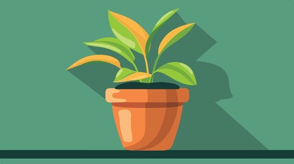 Fototapeta premium Ceramic Flower Pot Isolated Flat Vector Icon Illustration