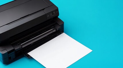 Obraz premium Modern printer on vibrant blue background.
