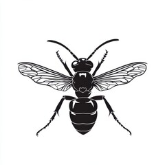 Fototapeta premium Black and white illustration of a wasp.