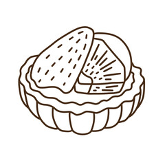 Fruit pie with delicious vla. Thin line illustration.