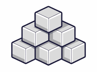 Stacked Sugar Cubes Illustration: Minimalist Design of Sweet Cubes on White Background.