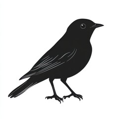Obraz premium Silhouette of a small black bird