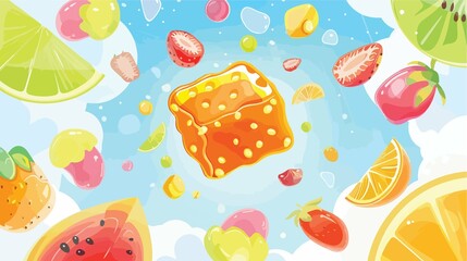 Delightful Sweet Jelly Fruit Cartoon Illustration