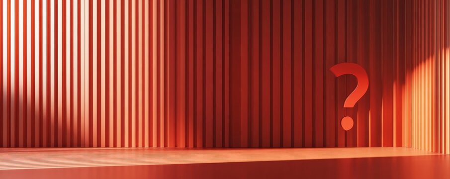 Question mark in front of a red color wall background. Business support concept - 3D Rendering., Generative AI