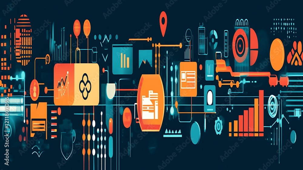 Aufkleber abstract digital business data network system