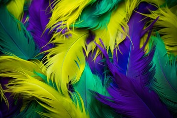 Obraz premium Colorful mardi gras feathers are creating a vibrant party background