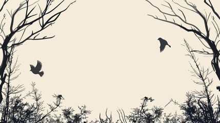Fototapeta premium Silhouette Creepers Nature Design Vector Illustration Frame