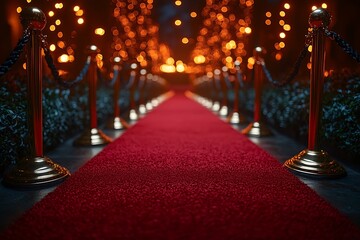 Golden Red Carpet Under the Night Sky, Perfect for Events