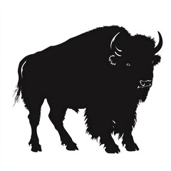 Majestic bison silhouette, powerful and dark.