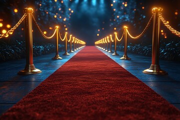 Golden Red Carpet Under the Night Sky, Perfect for Events