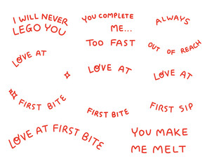 Valentine red text phrase collection 