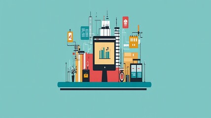 Obraz premium Modern Business Data Analytics System Workflow